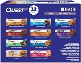 QUEST NUTRITION ULTIMATE PROTEIN BARS VARIETY PACK - HIGH PROTEIN, LOW CARB, GLUTEN FREE, KETO FRIENDLY - 12 BARS
