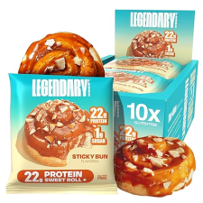 LEGENDARY FOODS 22G PROTEIN SWEET ROLL - STICKY BUN CARAMEL FLAVOR - HIGH PROTEIN LOW CARB SNACK - GLUTEN-FREE & KETO - 10-PACK