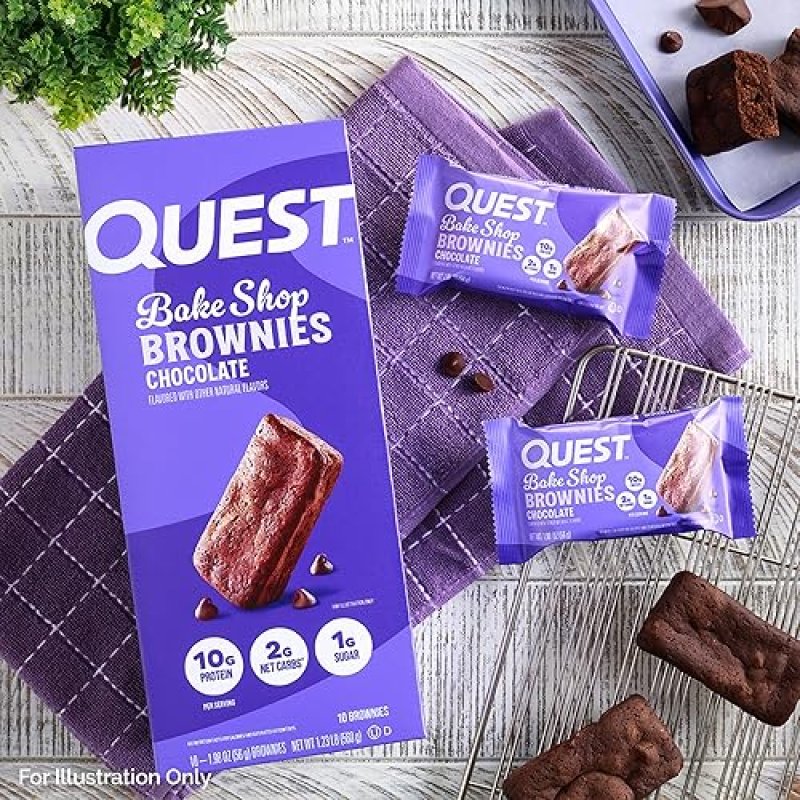 QUEST BAKE SHOP CHOCOLATE BROWNIES - 10G PROTEIN, 2G NET CARBS - 10 COUNT