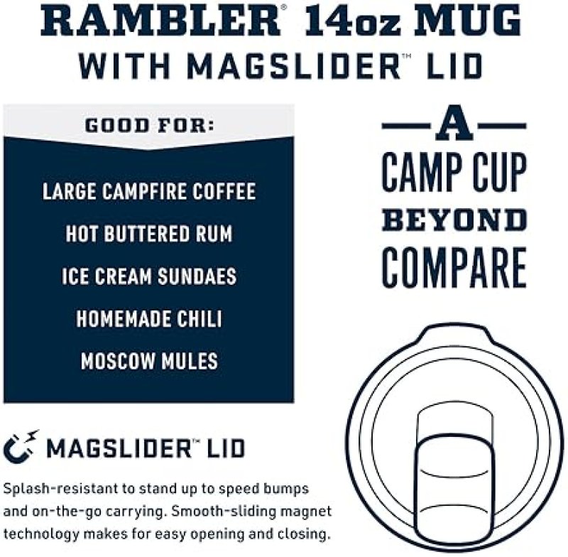 YETI 14 OZ STACKABLE MUG, INSULATED STAINLESS STEEL WITH MAGSLIDER LID