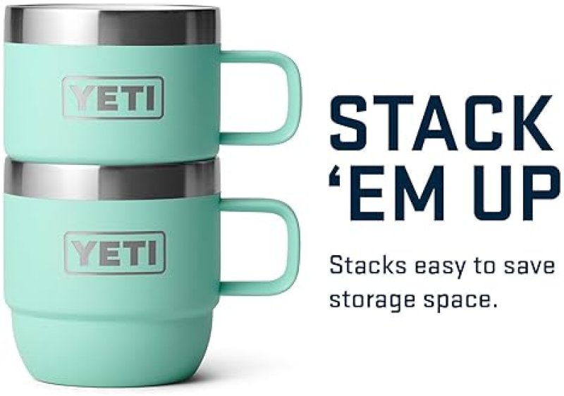YETI 6 OZ STACKABLE STAINLESS STEEL ESPRESSO/COFFEE MUG, VACUUM INSULATED, 2 PACK