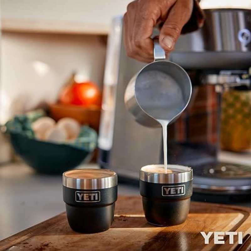 YETI STAINLESS STEEL ESPRESSO/COFFEE CUP SET, 4 OZ, VACUUM INSULATED, STACKABLE - 2 PACK