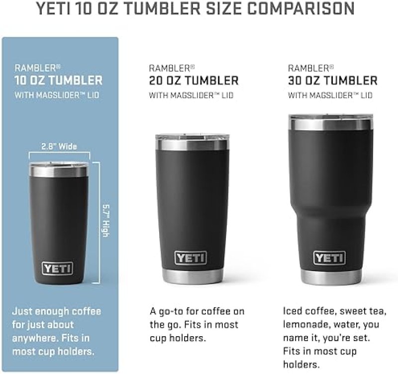 YETI 10 OZ STAINLESS STEEL TUMBLER, VACUUM INSULATED WITH MAGSLIDER LID, WHITE