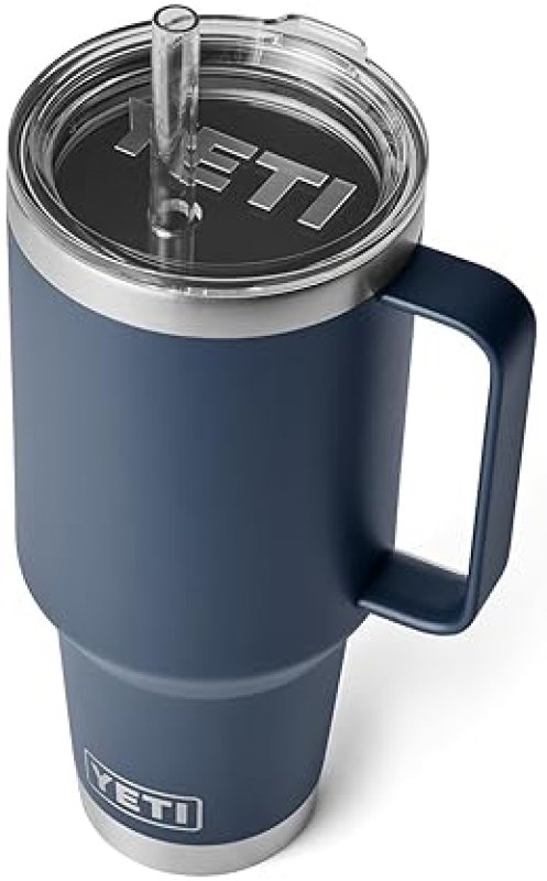 YETI RAMBLER 42 OZ TUMBLER WITH HANDLE, STRAW LID, NAVY