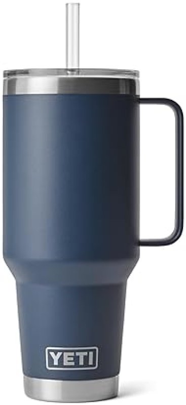 YETI RAMBLER 42 OZ TUMBLER WITH HANDLE, STRAW LID, NAVY