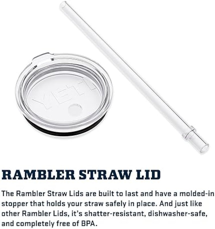 YETI RAMBLER 25 OZ TUMBLER WITH HANDLE AND STRAW LID - STAINLESS STEEL TRAVEL MUG