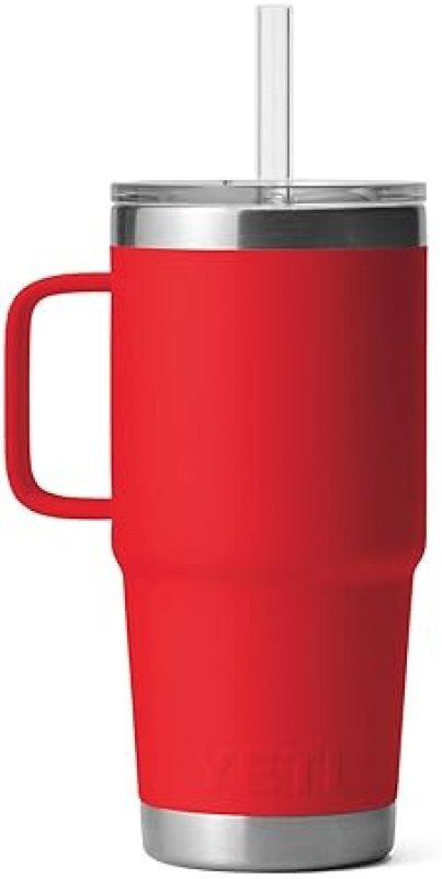 YETI RAMBLER 25 OZ TUMBLER WITH HANDLE AND STRAW LID - STAINLESS STEEL TRAVEL MUG