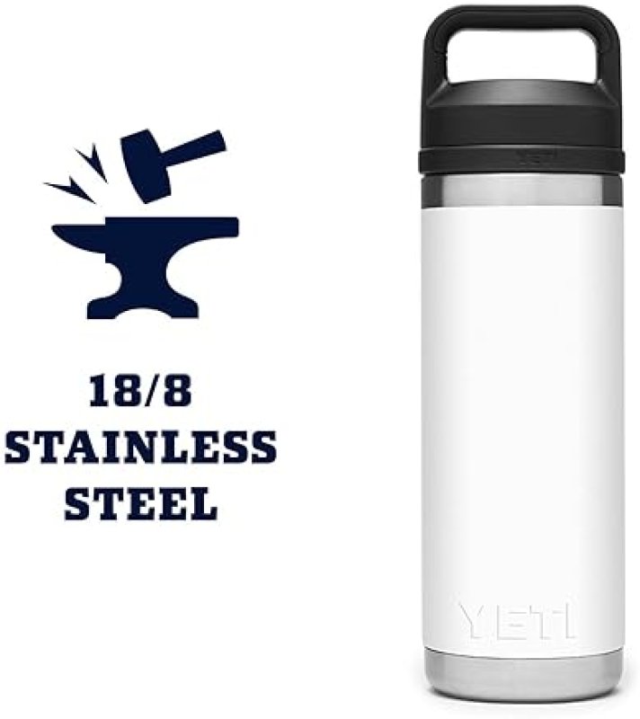YETI 18 OZ STAINLESS STEEL VACUUM INSULATED BOTTLE WITH CHUG CAP IN WHITE