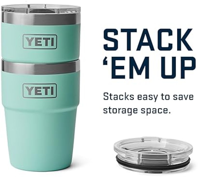 YETI RAMBLER 16 OZ STACKABLE TUMBLER, STAINLESS STEEL, INSULATED WITH MAGSLIDER LID