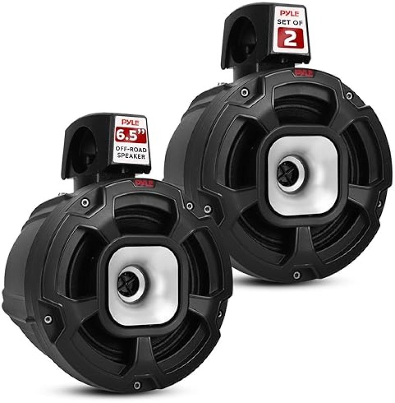 SERENELIFE PYLE 6.5" 1300W MARINE TOWER SPEAKERS - WATERPROOF POWERSPORT SPEAKER SYSTEM FOR ATV, UTV, BOAT & MORE (PAIR)