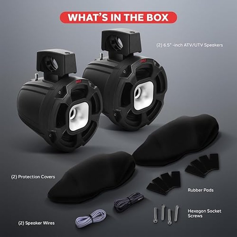 SERENELIFE PYLE 6.5" 1300W MARINE TOWER SPEAKERS - WATERPROOF POWERSPORT SPEAKER SYSTEM FOR ATV, UTV, BOAT & MORE (PAIR)