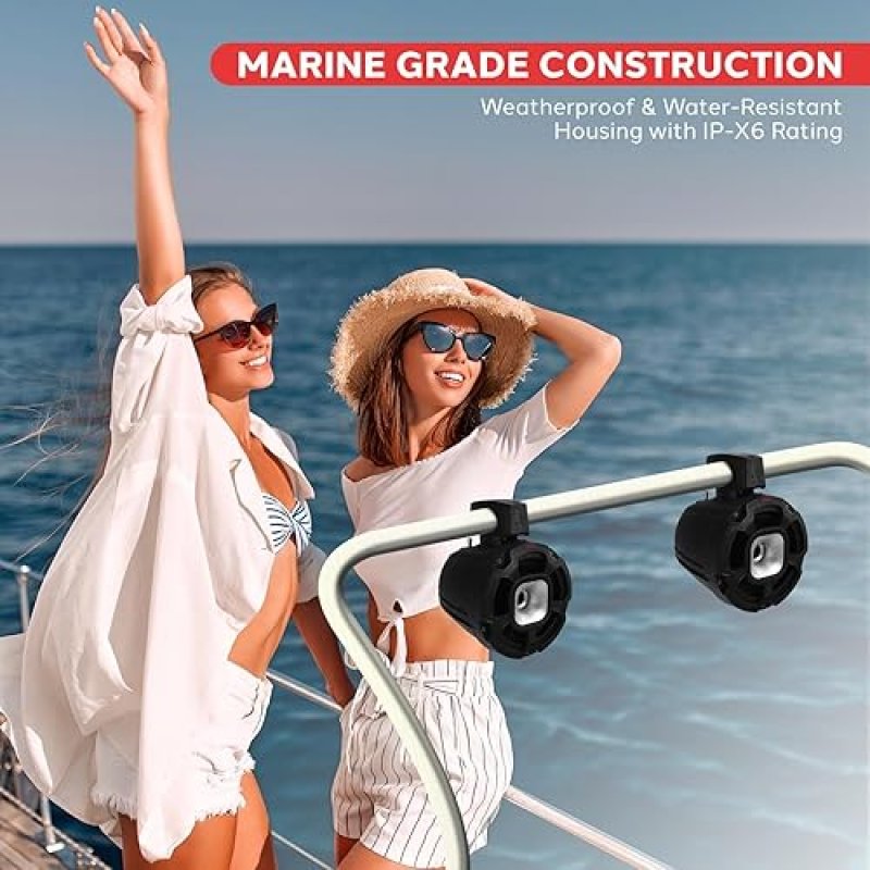 SERENELIFE PYLE 6.5" 1300W MARINE TOWER SPEAKERS - WATERPROOF POWERSPORT SPEAKER SYSTEM FOR ATV, UTV, BOAT & MORE (PAIR)