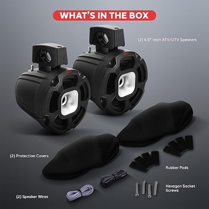SERENELIFE PYLE 6.5" 1300W MARINE TOWER SPEAKERS - WATERPROOF POWERSPORT SPEAKER SYSTEM FOR ATV, UTV, BOAT & MORE (PAIR)