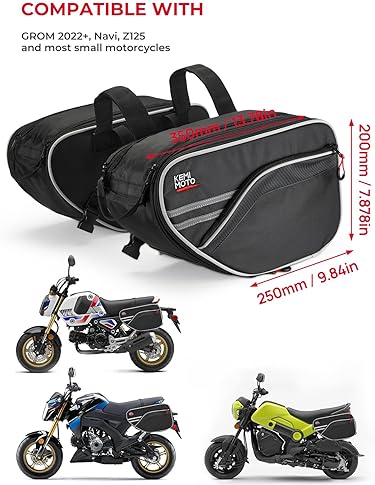 KEMIMOTO EXPANDABLE MOTORCYCLE SADDLEBAGS FOR GROM, REBEL, NAVI, Z125 - 24-30L CAPACITY