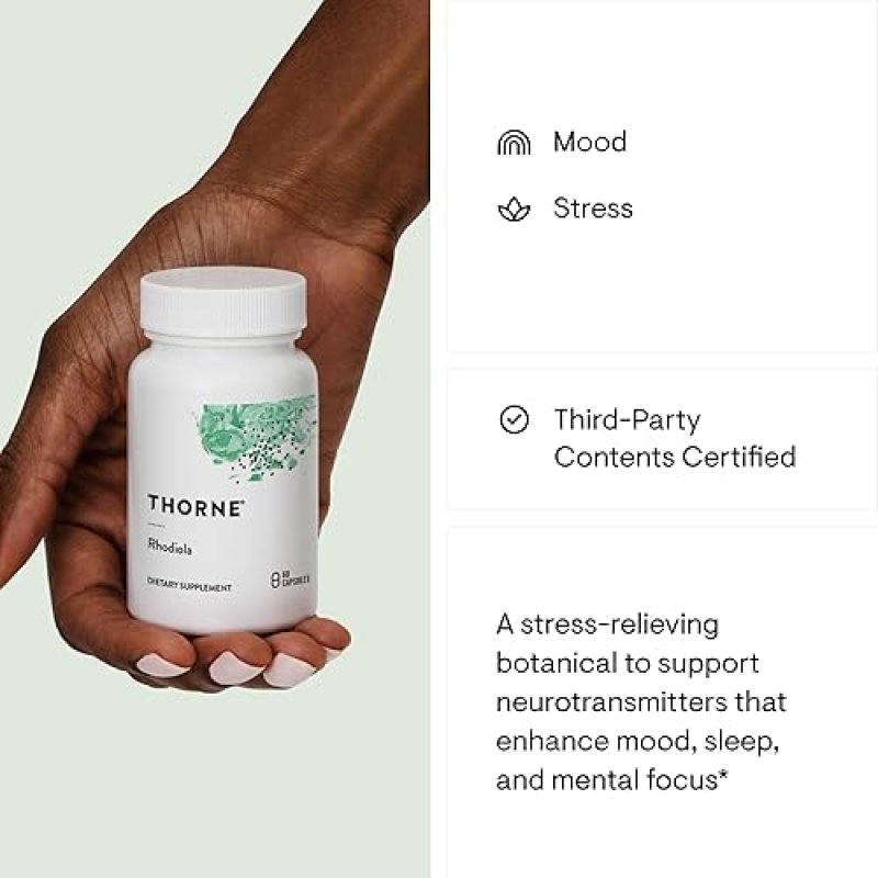 THORNE RHODIOLA CAPSULES - STRESS RELIEF & SLEEP AID - 60 CAPSULES