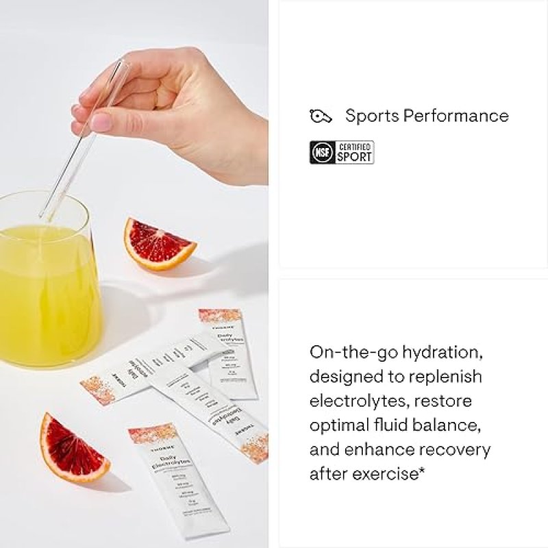 THORNE DAILY ELECTROLYTES DRINK MIX - SUGAR-FREE, LOW-CALORIE, NSF CERTIFIED - BLOOD ORANGE - 30 STICKS