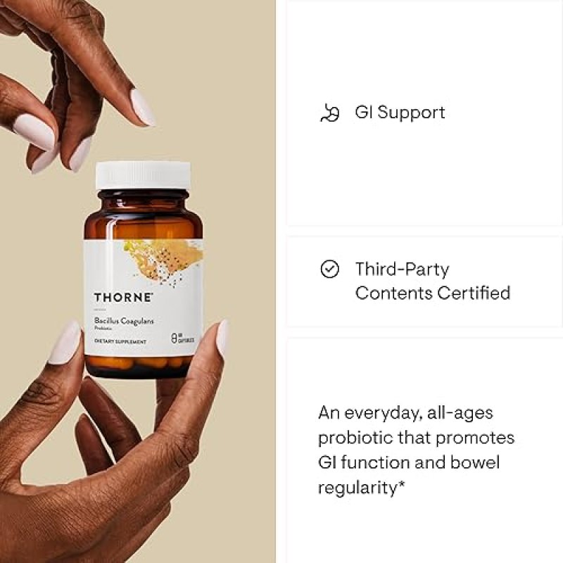 THORNE BACILLUS COAGULANS PROBIOTIC - SHELF STABLE SUPPLEMENT FOR GUT HEALTH - 60 CAPS