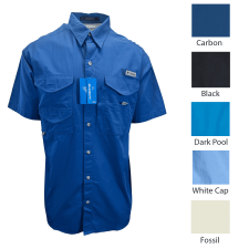 COLUMBIA MEN'S PFG BONEHEAD SHORT SLEEVE FISHING SHIRT - WOVEN DESIGN
