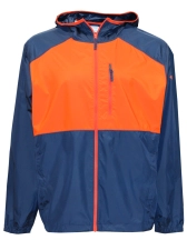 COLUMBIA MEN'S FLASH FORWARD HOODED WINDBREAKER JACKET, 2X-LARGE NAVY/ORANGE - IDEAL FOR GOLF