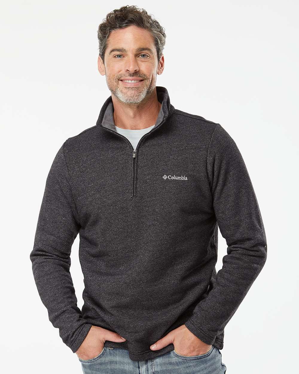 COLUMBIA GREAT HART MOUNTAIN III HALF-ZIP FLEECE - BLACK HEATHER, SIZE S
