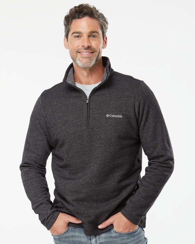 COLUMBIA GREAT HART MOUNTAIN III HALF-ZIP FLEECE - BLACK HEATHER, SIZE S