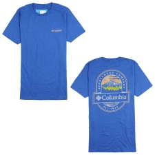 COLUMBIA MEN'S PEAK MOUNTAIN LOGO TEE - SMALL - VIVID BLUE