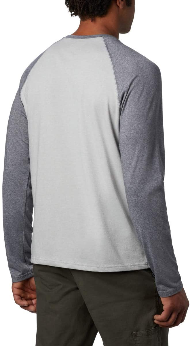 COLUMBIA MEN'S THISTLETOWN PARK RAGLAN TEE IN COLUMBIA GREY HEATHER, SIZE MEDIUM