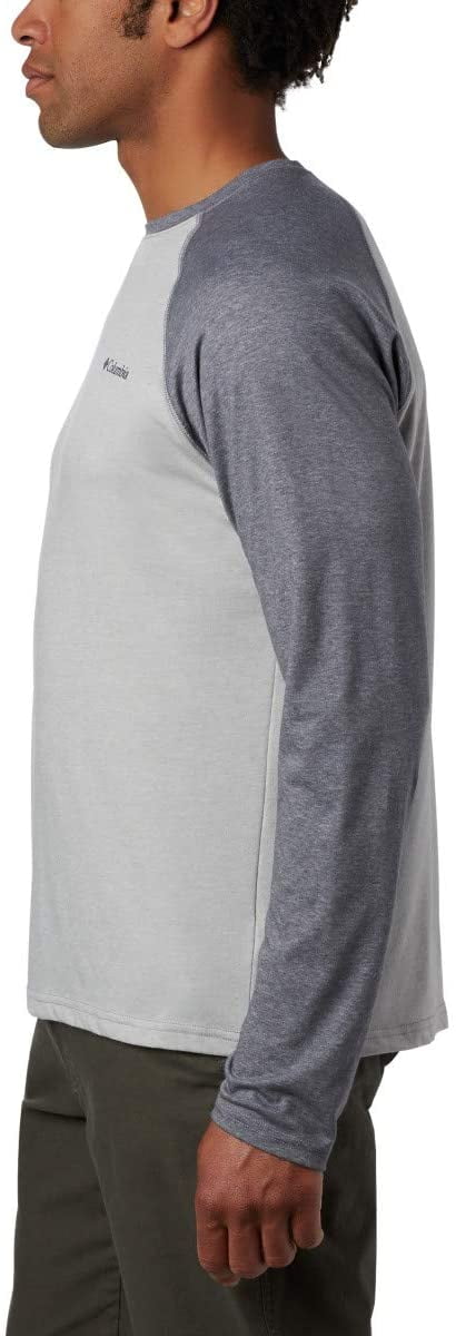 COLUMBIA MEN'S THISTLETOWN PARK RAGLAN TEE IN COLUMBIA GREY HEATHER, SIZE MEDIUM