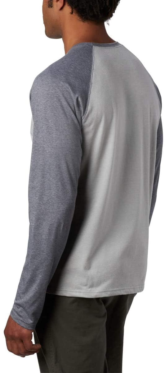 COLUMBIA MEN'S THISTLETOWN PARK RAGLAN TEE IN COLUMBIA GREY HEATHER, SIZE MEDIUM