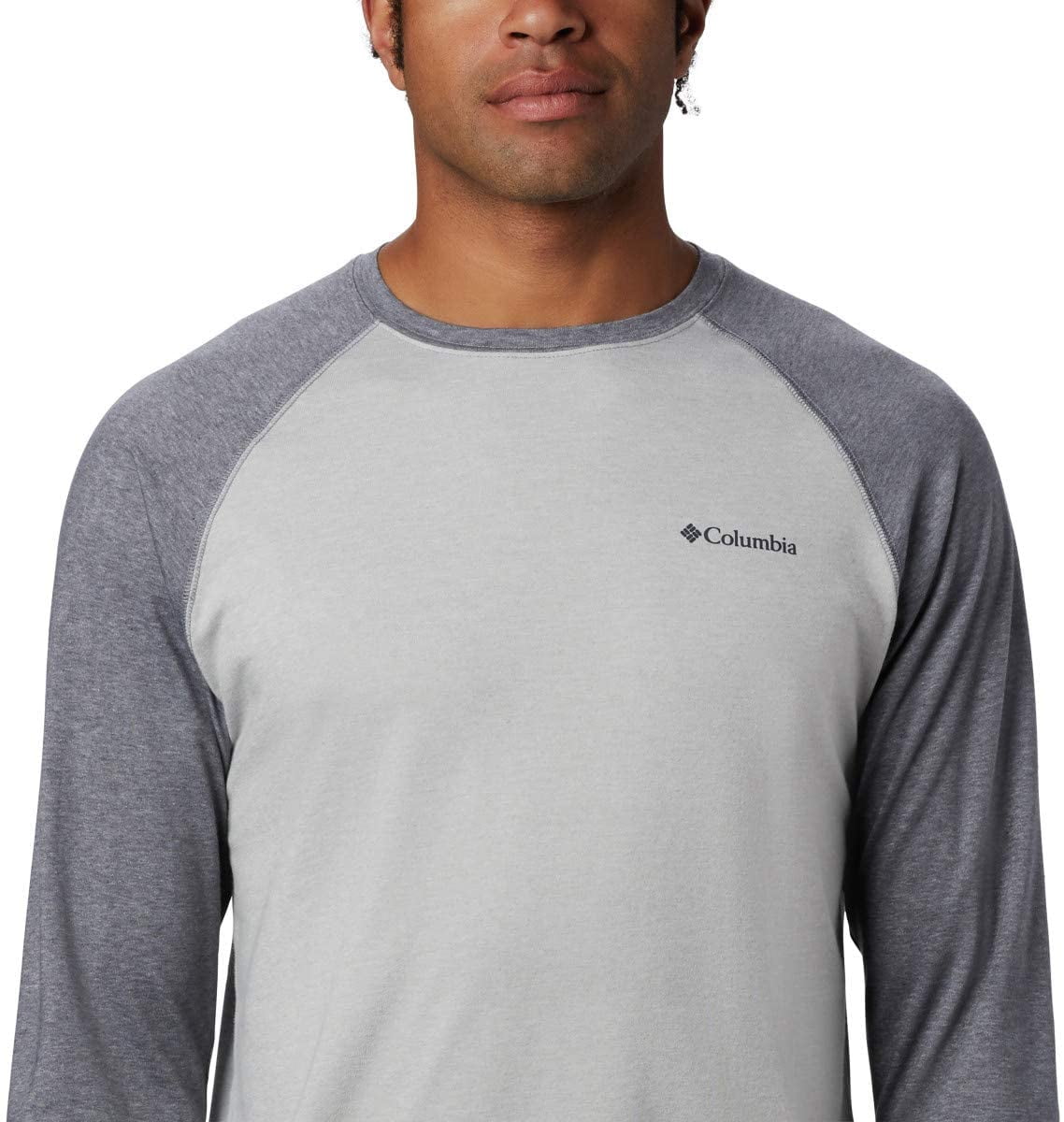 COLUMBIA MEN'S THISTLETOWN PARK RAGLAN TEE IN COLUMBIA GREY HEATHER, SIZE MEDIUM