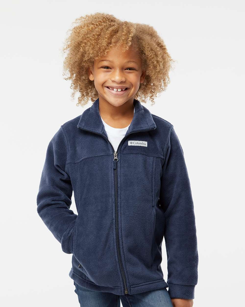 COLUMBIA BOYS STEENS MT II FLEECE JACKET, COLLEGIATE NAVY, MEDIUM SIZE