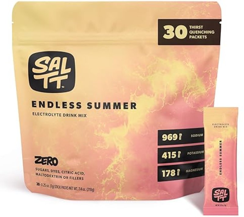 KETO CHOW SALTT ELECTROLYTES POWDER DRINK MIX - ENDLESS SUMMER FLAVOR - 30 PACKETS - HYDRATION WITH MINERALS - SUGAR & GLUTEN FREE - TRAVEL SIZE