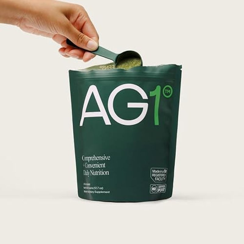 AG1 GREENS POWDER REFILL POUCH – 75 VITAMINS, MULTIVITAMIN & PROBIOTIC | GUT HEALTH SUPPORT | VEGAN,