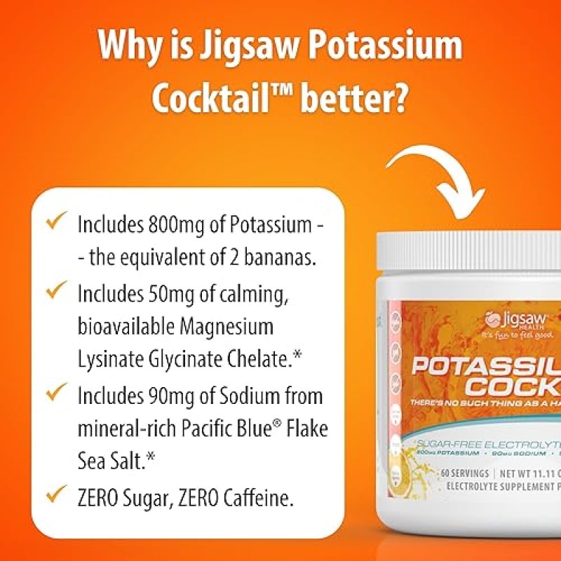 JIGSAW HEALTH POTASSIUM COCKTAIL | ORANGE FLAVOR | 60 SERVINGS