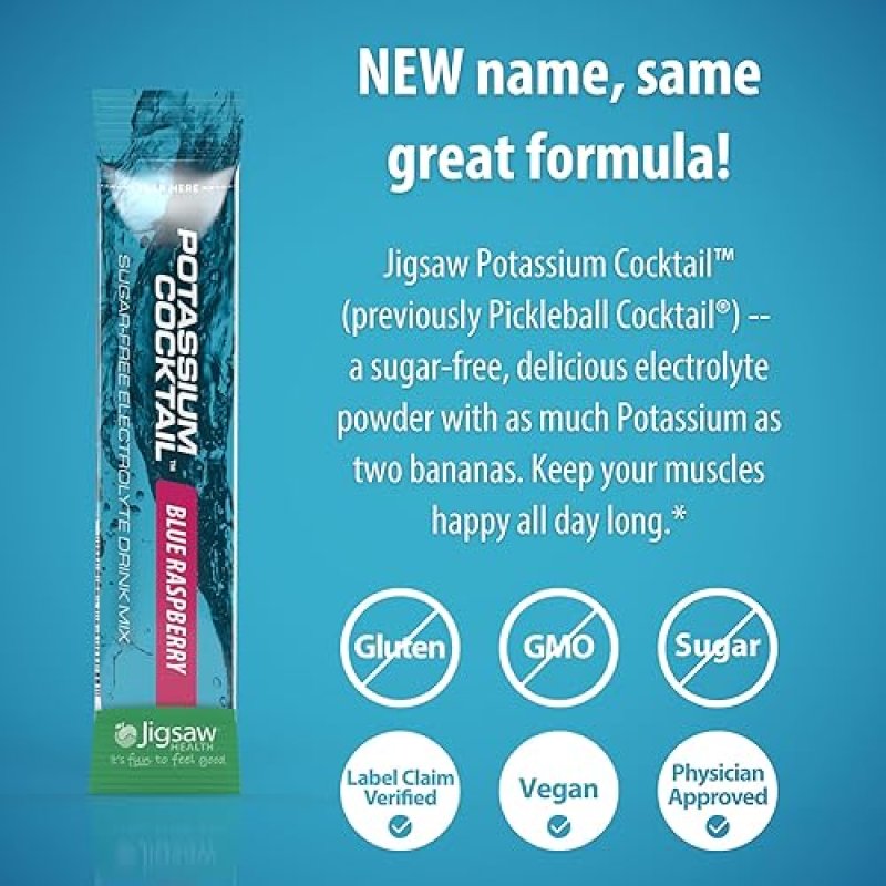 JIGSAW HEALTH POTASSIUM COCKTAIL BLUE RASPBERRY FLAVOR 60 SERVINGS (PACKETS)
