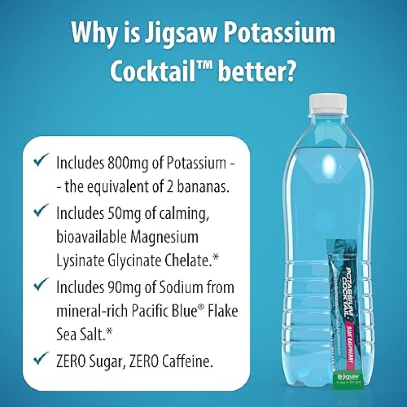JIGSAW HEALTH POTASSIUM COCKTAIL BLUE RASPBERRY FLAVOR 60 SERVINGS (PACKETS)