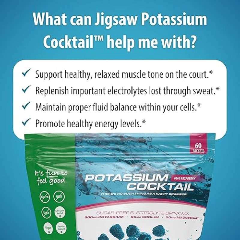 JIGSAW HEALTH POTASSIUM COCKTAIL BLUE RASPBERRY FLAVOR 60 SERVINGS (PACKETS)