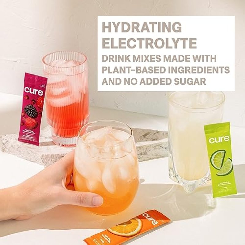 CURE HYDRATION PLANT-BASED ELECTROLYTE DRINK MIX | COCONUT WATER | NON-GMO | VEGAN | 28 PACKETS