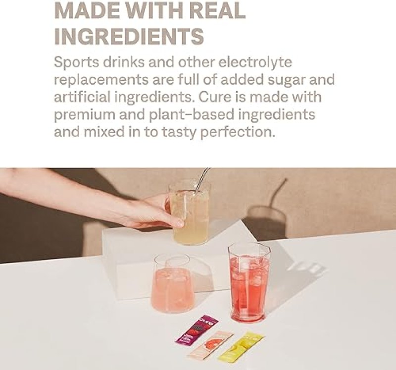 CURE HYDRATION PLANT-BASED ELECTROLYTE DRINK MIX | COCONUT WATER | NON-GMO | VEGAN | 28 PACKETS