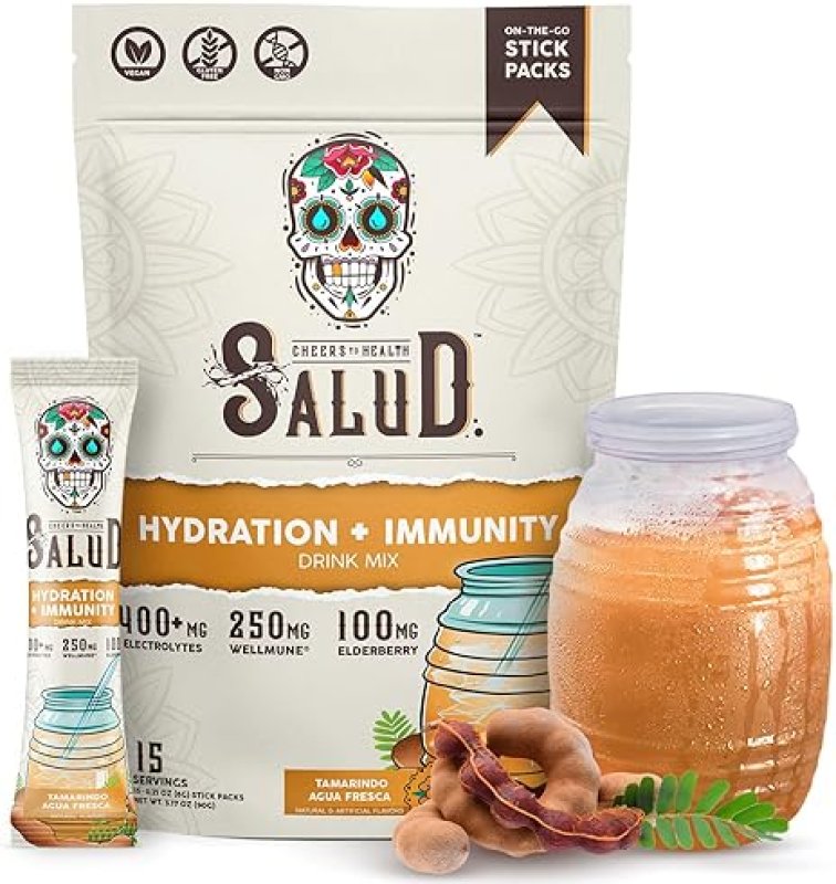 TASTE SALUD TAMARINDO HYDRATION & IMMUNITY ELECTROLYTE POWDER MIX - ELDERBERRY, VEGAN, LOW CAL, NON-GMO (15 SERVINGS)