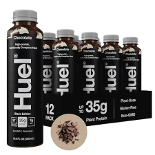 HUEL BLACK EDITION CHOCOLATE READY-TO-DRINK MEAL REPLACEMENT - 35G PROTEIN, 27 VITAMINS, VEGAN, GLUTEN-FREE - 16.9 FL OZ (12 PACK)