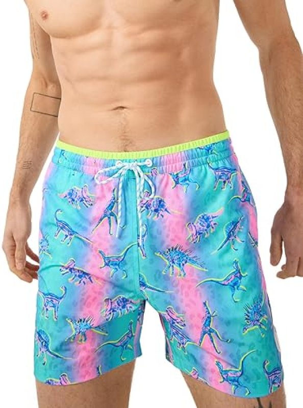 CHUBBIES MEN'S SWIM TRUNKS: 4-WAY STRETCH BEACH SHORTS WITH ELASTIC WAISTBAND