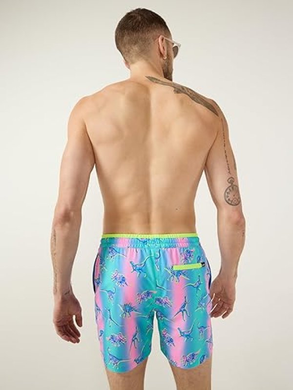 CHUBBIES MEN'S SWIM TRUNKS: 4-WAY STRETCH BEACH SHORTS WITH ELASTIC WAISTBAND