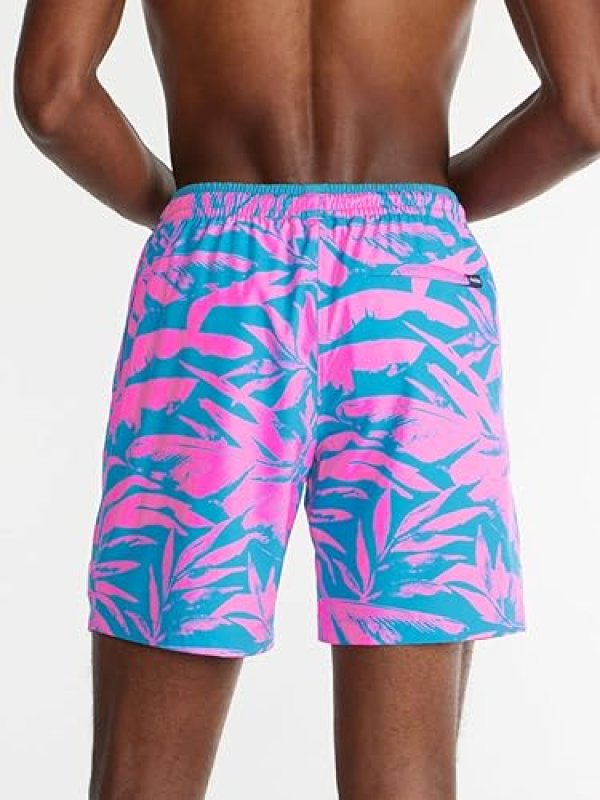 CHUBBIES MEN'S SWIM TRUNKS: 4-WAY STRETCH BEACH SHORTS WITH ELASTIC WAISTBAND AND MESH LINING