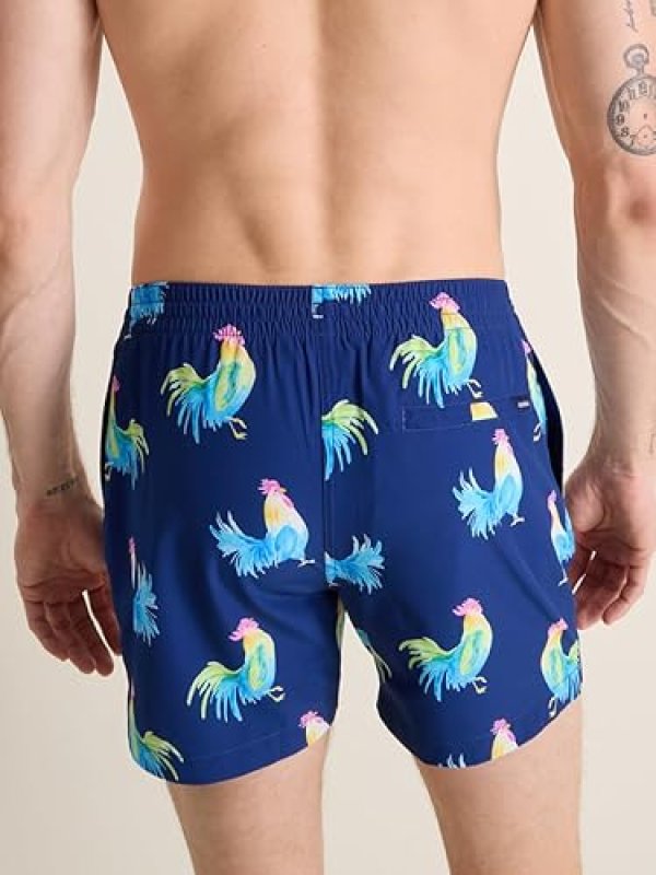 CHUBBIES MEN'S SWIM TRUNKS: 4-WAY STRETCH BEACH SHORTS WITH ELASTIC WAIST - 5.5" LENGTH