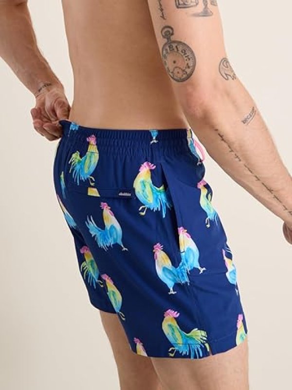 CHUBBIES MEN'S SWIM TRUNKS: 4-WAY STRETCH BEACH SHORTS WITH ELASTIC WAIST - 5.5" LENGTH