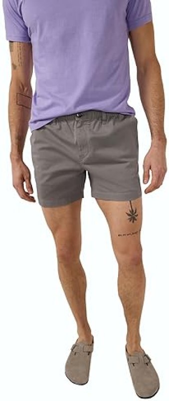 CHUBBIES MEN'S CHINO SHORTS 5.5" - CASUAL ELASTIC WAIST SHORTS WITH POCKETS, STRETCH COTTON BLEND