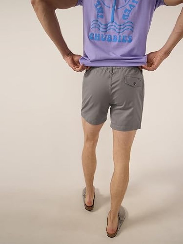 CHUBBIES MEN'S CHINO SHORTS 5.5" - CASUAL ELASTIC WAIST SHORTS WITH POCKETS, STRETCH COTTON BLEND