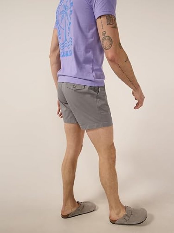 CHUBBIES MEN'S CHINO SHORTS 5.5" - CASUAL ELASTIC WAIST SHORTS WITH POCKETS, STRETCH COTTON BLEND