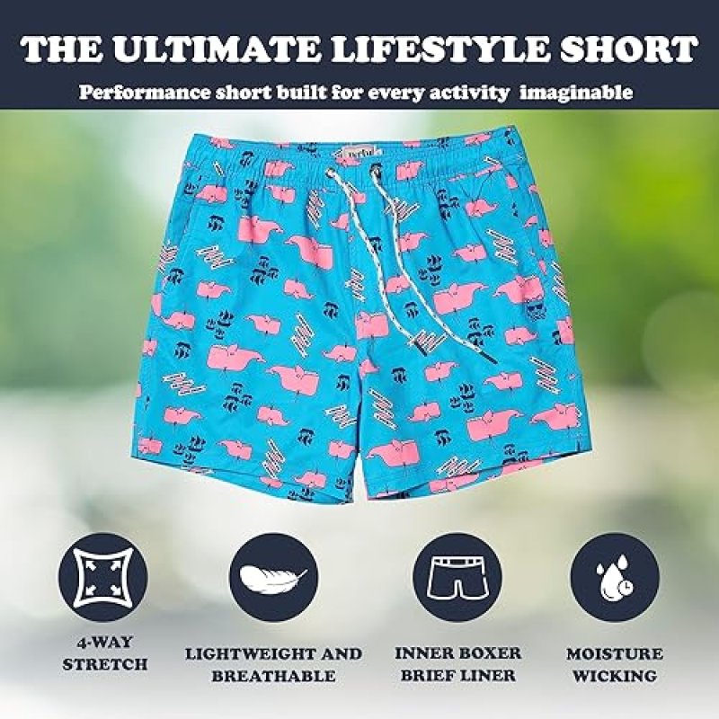 PARTY PANTS USA MEN'S SPORT LINER SHORTS, 5.5” INSEAM - SUPER STAR DESIGN